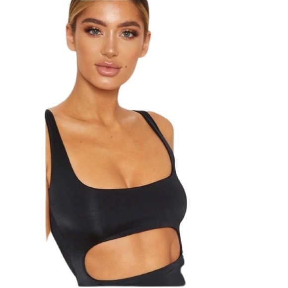 NWT Pretty Little Thing Black Bodycon Dress Cutout 2 - Picture 2 of 9